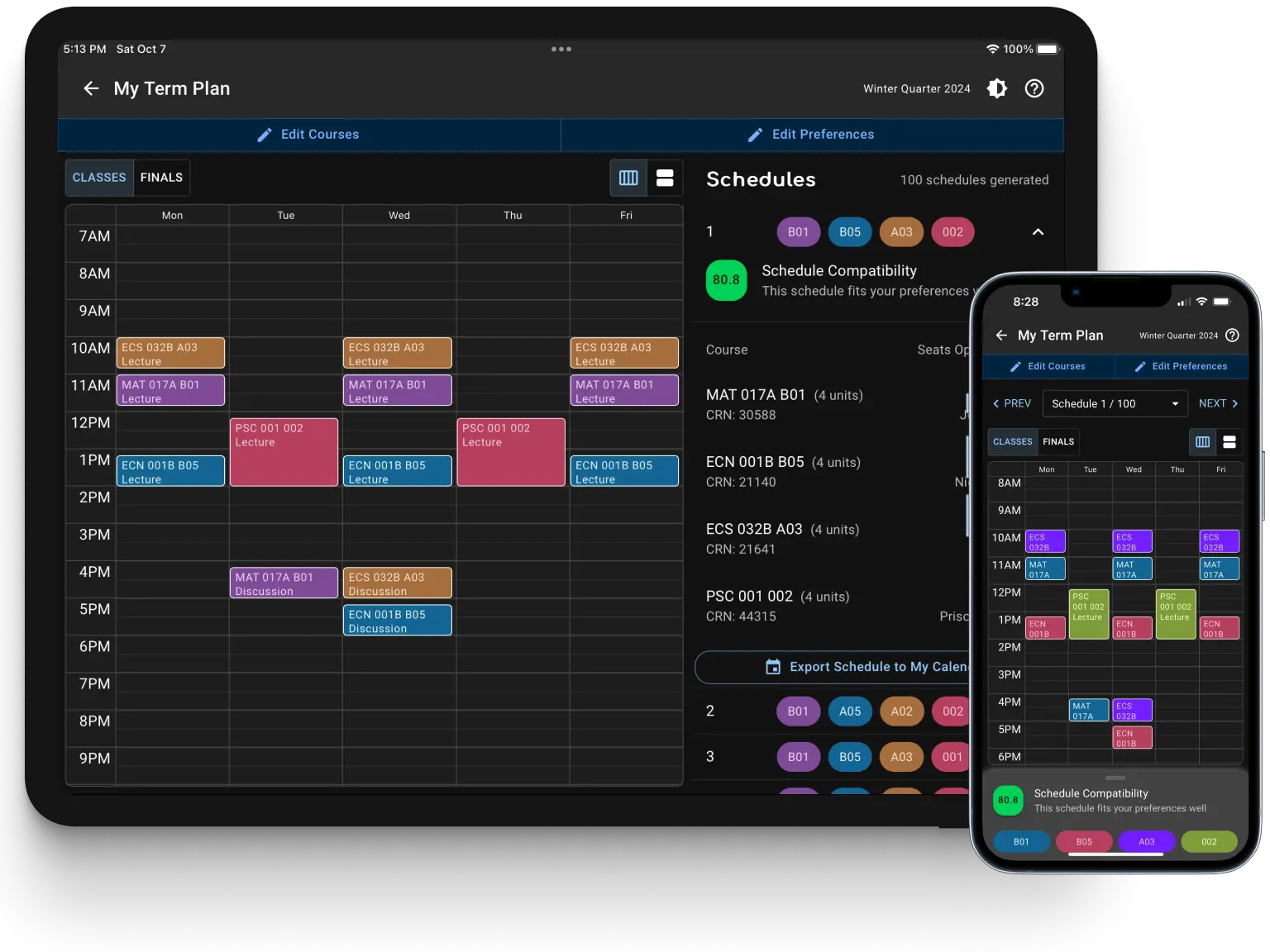 SchedGo Product Screenshots framed in a phone and a tablet